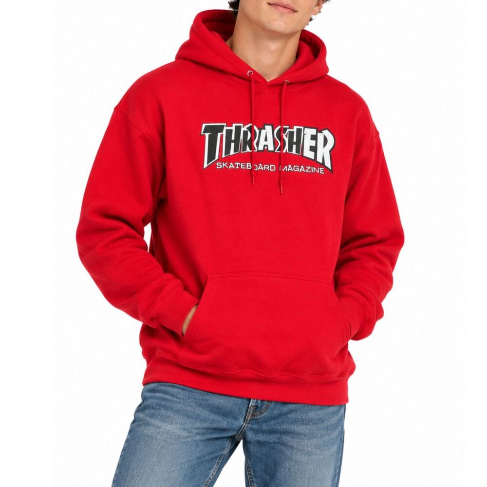 Thrasher Skateboard Magazine Hoodie, Red | Size M